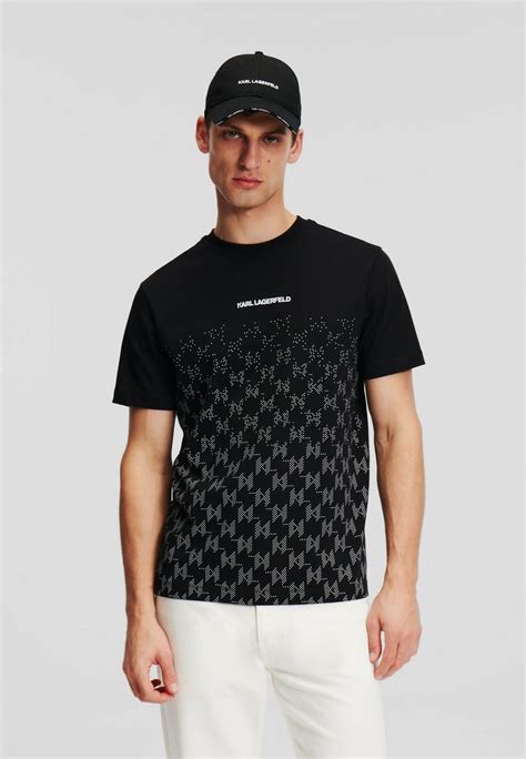 Karl Lagerfeld Monogram Fade T Shirt Print Black White Check