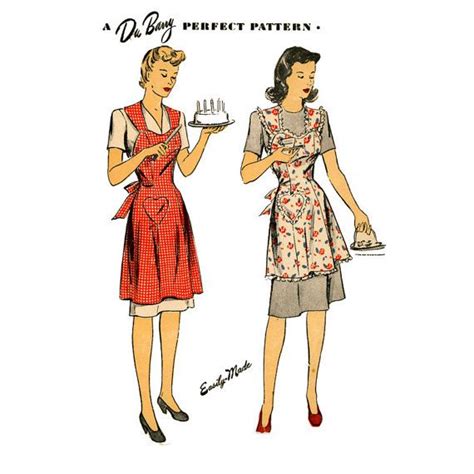 1940s Apron Pattern Du Barry 5747 Bust 36 38 Princess Seams Etsy