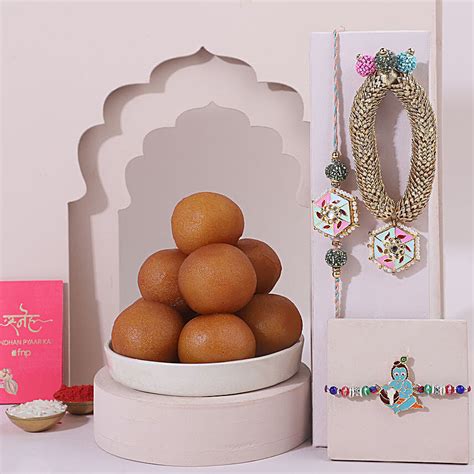 Buy Send Sneh Ethnic Meenakari Bhaiya Bhabi Rakhi With Gulab Jamun