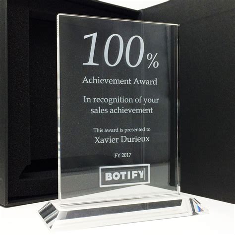 Glass Plaque Trophy Corporate Award Laser Engraved With Colour Option