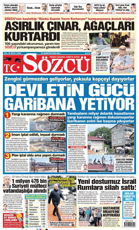 S Zc Gazetesi A Ustos Sal G N Man Eti