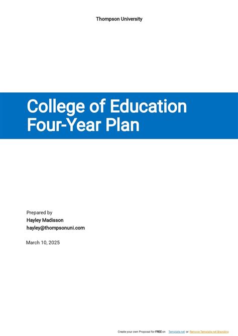 College 4 Year Plan Template