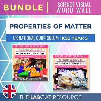 properties  matter science visual word wall bundle uk tpt