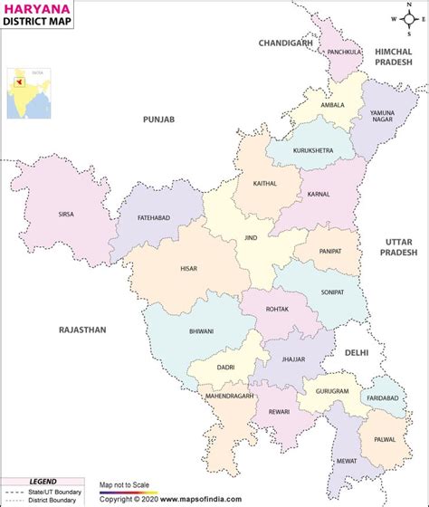 Map Showing All The Districts With Their Respective Locations And