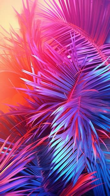 Un fondo colorido con una imagen colorida de una planta con plumas de ...