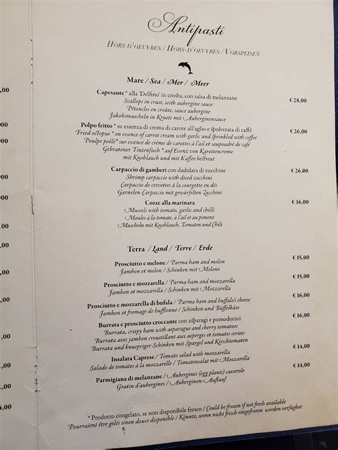 Menu At Bagni Delfino Restaurant Sorrento