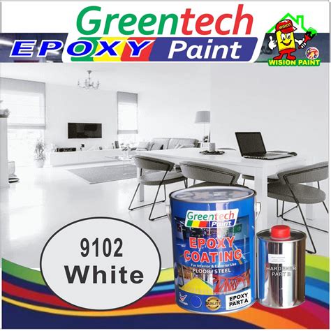 9102 White 5l Greentech Epoxy Paint Cat Lantai 4liter Paint 1liter Hardener Floor