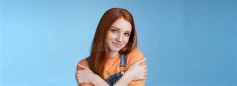 Romantic Sensitive Flirty Young Redhead Girlfriend Feel Warmth Embraces