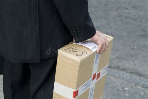 Man Holding Box Stock Image Image Of Suit Hand Pinstripes 1063145