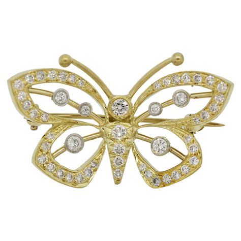 Verdura Diamond Gold Platinum Butterfly Brooch At 1stdibs