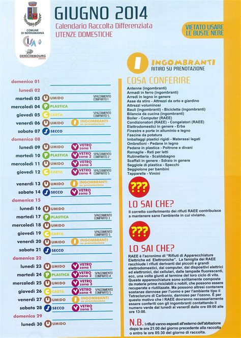 Calendario Raccolta Differenziata 2014 Utenze Domestiche A Serramanna