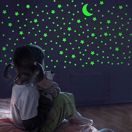 Wall1Ders Green Color Fluorescent Night Glow In The Dark Star Wall