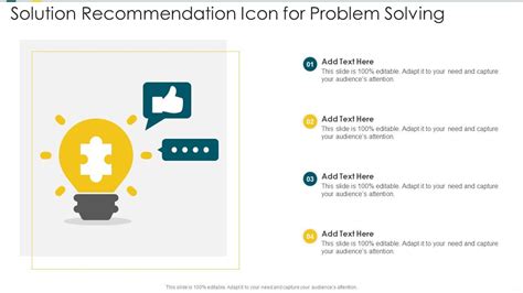 Solution Recommendation Icon For Problem Solving Presentation