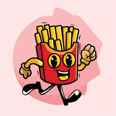 Cara Triste Papas Fritas Personaje De Dibujos Animados Imagen Vector