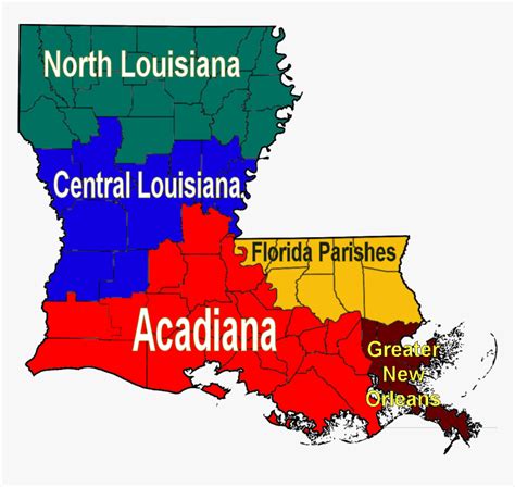 Louisiana Regions Map Large Map - Map Of Acadiana Louisiana, HD Png ...