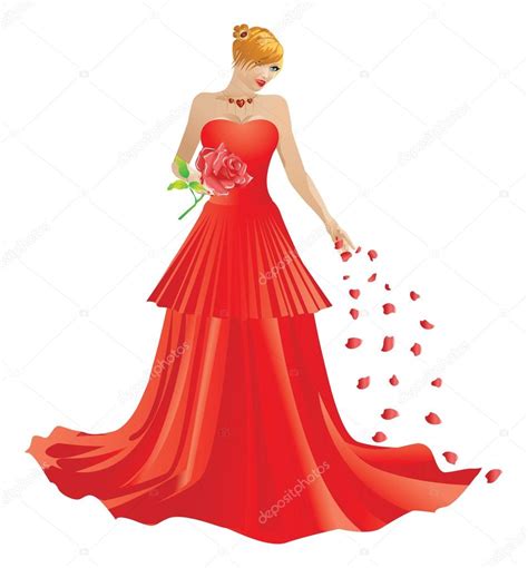 Blonde Woman In Red Dress Stock Vector Artshock 19649725