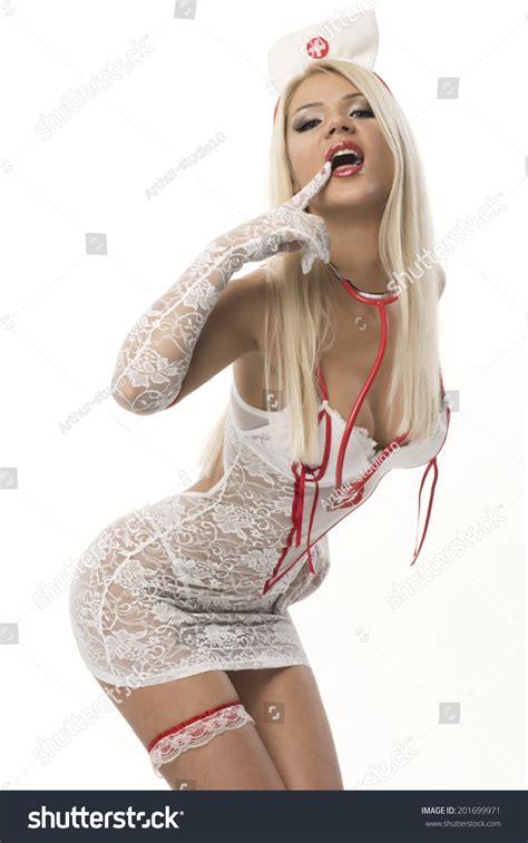 Sexy Beautiful Female Blonde Doctor Red Stock Photo Shutterstock