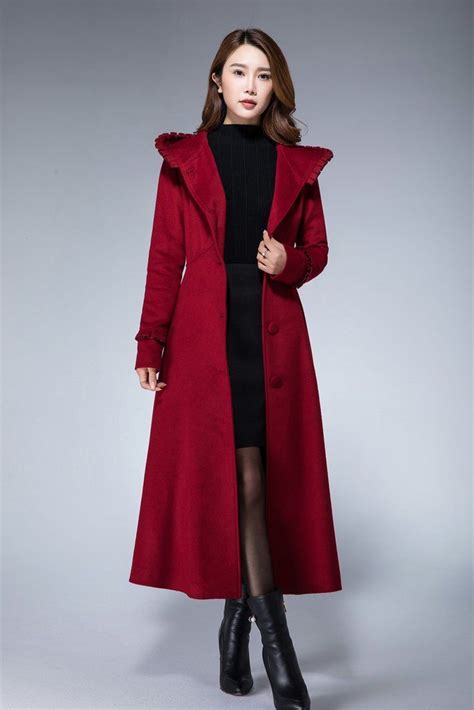 Red Winter Coat Wool Coat In Red Winter Coat Red Long