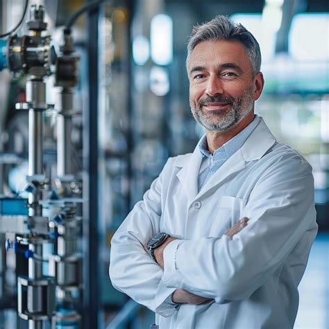 Portrait Of Confident Mature Male Scientist Standing With Arms Crossed