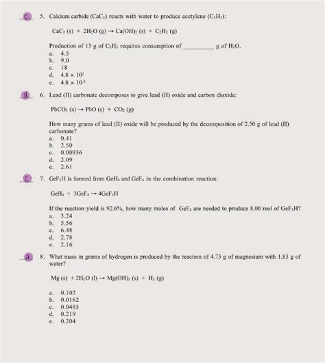 Tom Schoderbek Chemistry: Stoichiometry Practice Test 2