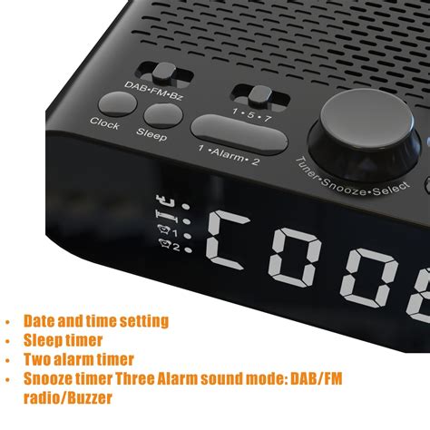 Dab A5 Led Display Bedside Dab Fm Clock Radio With Bluetooth Speaker Eu Version Black