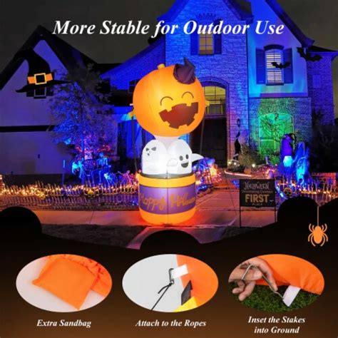 Costway 6ft Halloween Inflatable Pumpkin Hot Air Balloon Ghost Blow Up