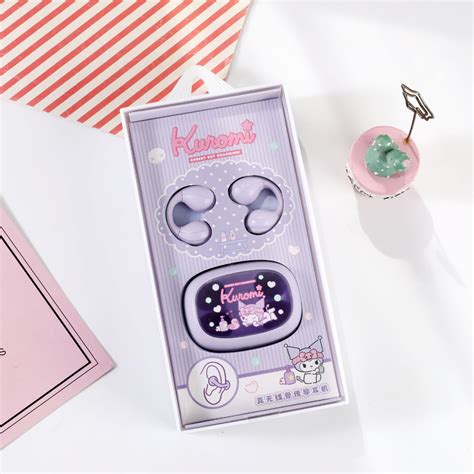 New Hello Kitty Bone Conduction Bluetooth Earphones Kawaii Sanrio Kuromi Cinnamoroll Pochacco