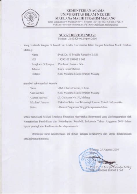 Surat Rekomendasi Beasiswa S1 Luar Negeri Info Beasiswa Kuliah