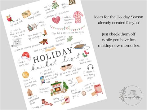 Holiday bucket list printable, instant download, christmas bucket list, holiday season checklist