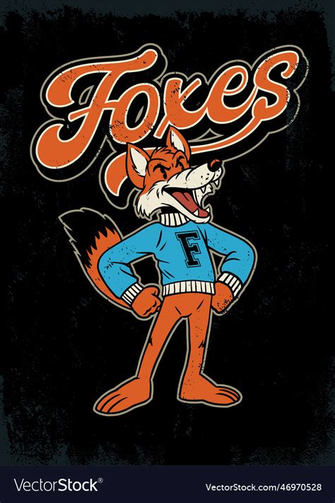 Vintage shirt design of fox mascot school logo Vector Image