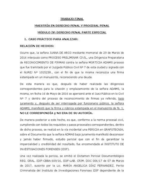 Trabajo Final Pdf Derecho Penal Testigo Experto