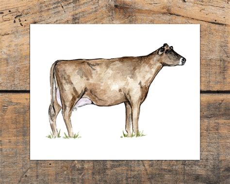 Jersey Cow Wall Art Print, Rustic Jersey Cow Decor, Farmhouse Wall Art ...