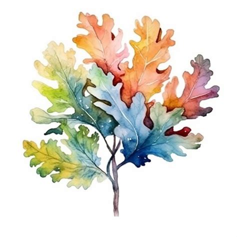 Premium Photo | A drawing of a tree with the leaves painted on it