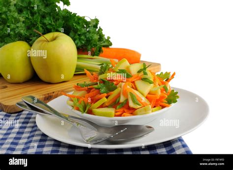 Apple And Carrot Salad With Green Onions And Parsley Stock Photo Alamy