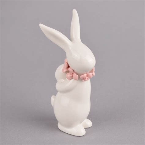 Deko Hase mit Blumenkranz Porzellan weiß rosa versch Formen 6x13x6 5cm