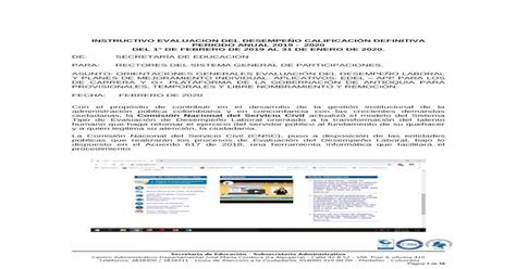 Instructivo Evaluacion Del Desempe O Calificaci N Pdf Document