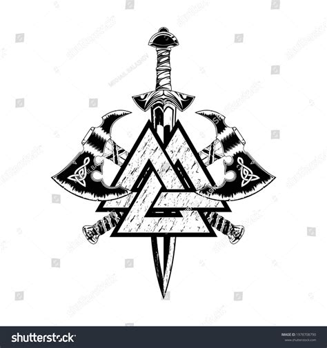 Vector Drawing Sacred Viking Symbols Sword Stock Vector (Royalty Free ...