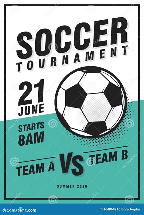 Soccer Tournament Poster Template With Ball Grass And Sample Text