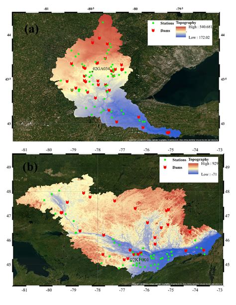 GIS input data -Grand River watershed (a) and Ottawa River watershed ...