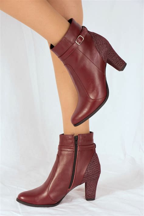 Botine Piele Naturala Bordo