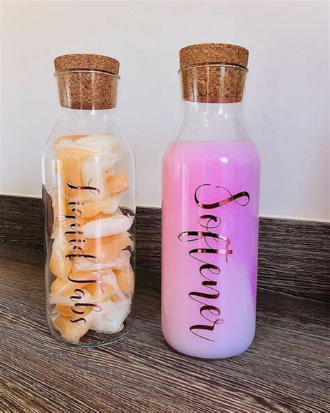 Personalised Custom Any Wording Clear Glass Cork Storage Laundry Jar B Winstercreations