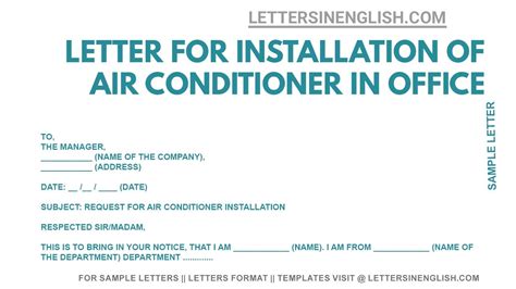 Request Letter Format For Air Conditioner In Office Letter For New