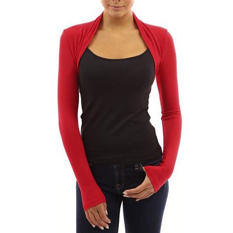 Womens Long Sleeve Bolero Shrug Knit Stretch Cropped Cardigan Top