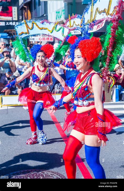 Participants In The Asakusa Samba Carnival In Tokyo Japan Stock Photo