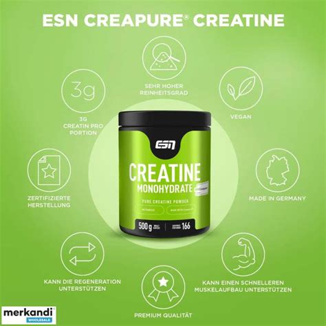 ESN Creapure Créatine Monohydrate 250g boîte Allemagne Produits