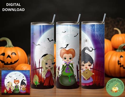 Hocus Pocus 20 Oz Skinny Tumbler Wrap Sublimation Design Etsy Australia