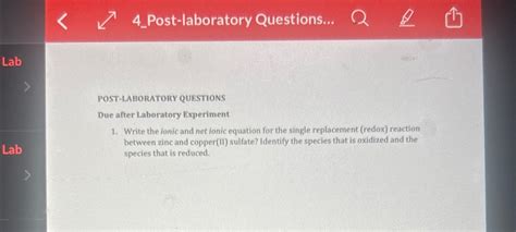 Solved POST-LABORATORY QUESTIONSDue after Laboratory | Chegg.com