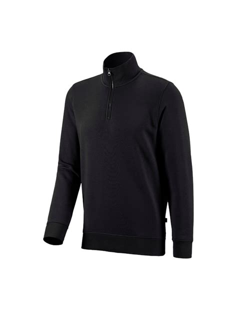 E S Zip Sweatshirt Poly Cotton Zwart Strauss