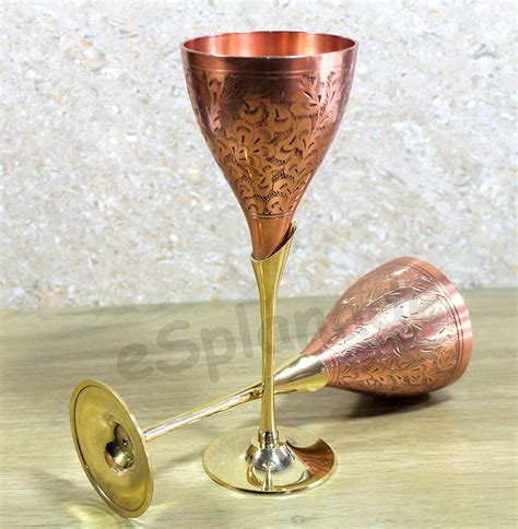 ESplanade Engraved Brass Goblet Champagne Glasses Flutes Coupes Wine