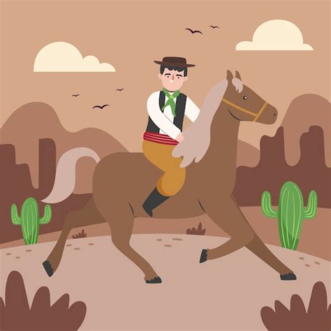 Free Vector Hand Drawn Gaucho Cowboy Illustration